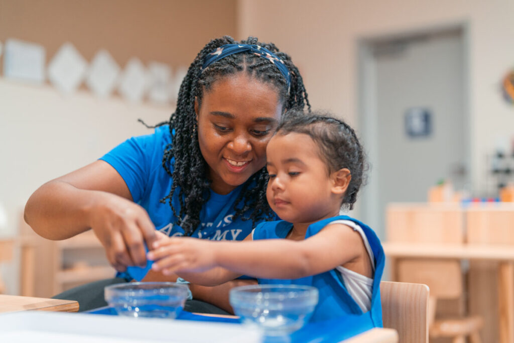 Teacher and young girl