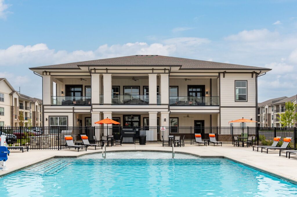 Pool outside the Belltower Apartments